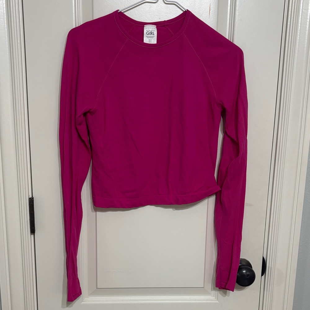 Athleta Girls Pink Long Sleeve Crop Top